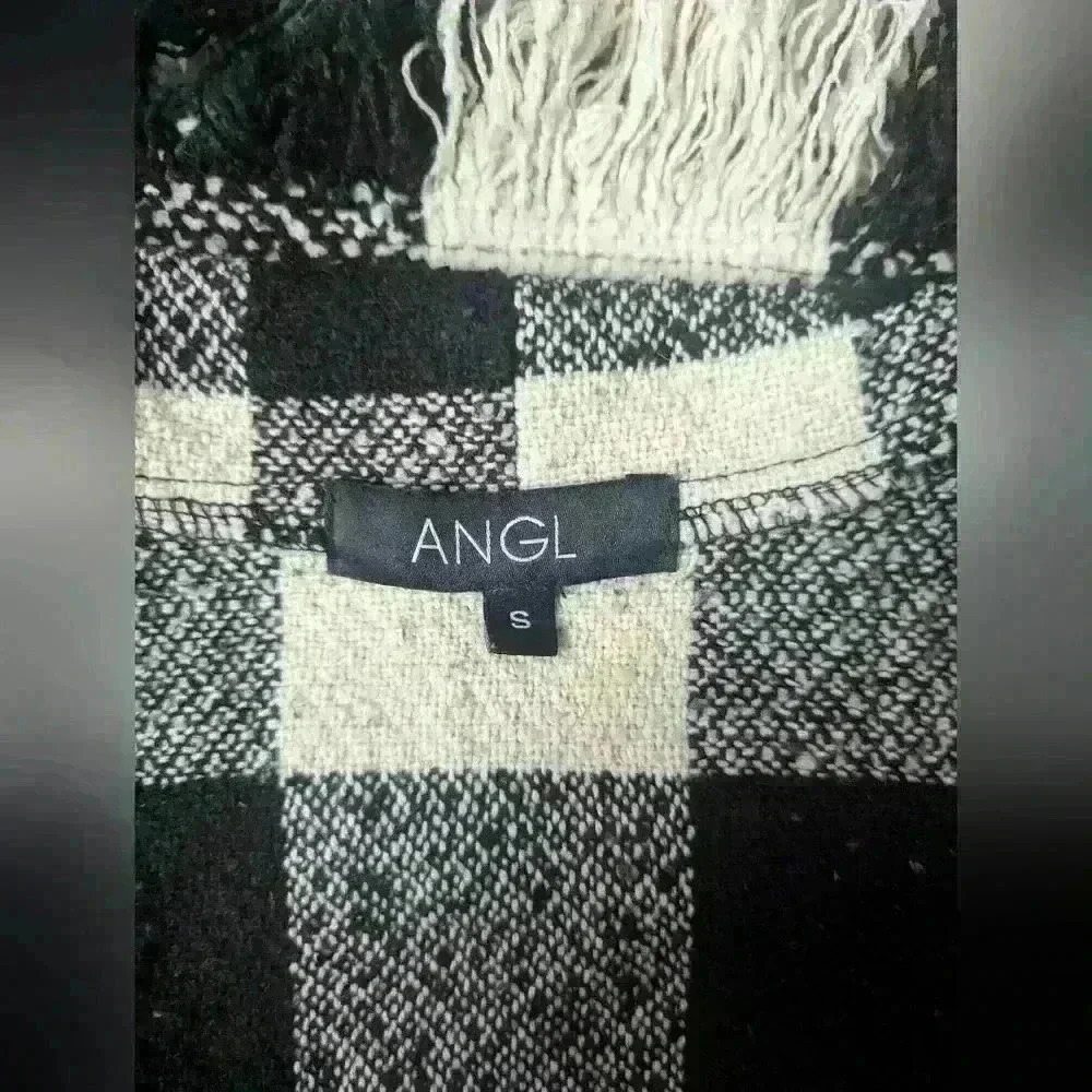 ANGL Plaid Black and Tan Vest with Fringe - Picture 4 of 5